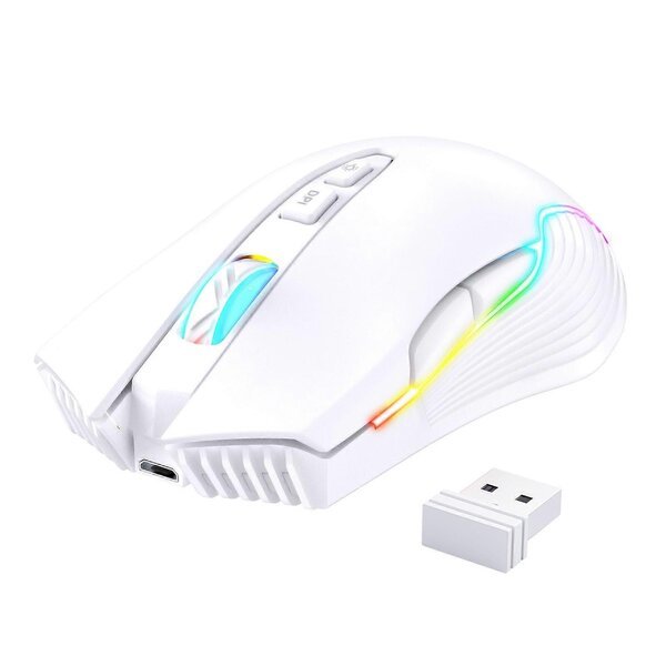 langaton hiiri USB ladattava, valkoinen