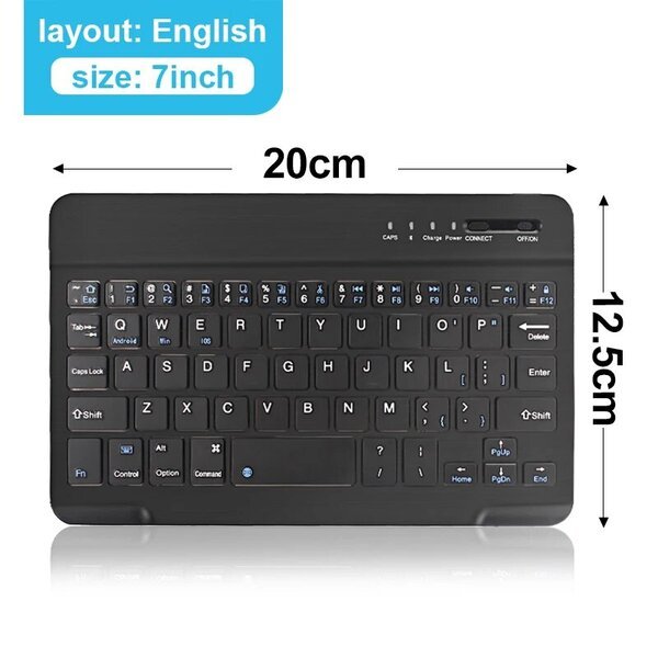 Langaton Mini Bluetooth-näppäimistö - Musta 7 tuumaa, näppäimistö