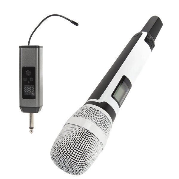 Langaton UHF-kädessä pidettävä dynaaminen kardioidimikrofonisarja karaokesuoratoistoon, valkoinen