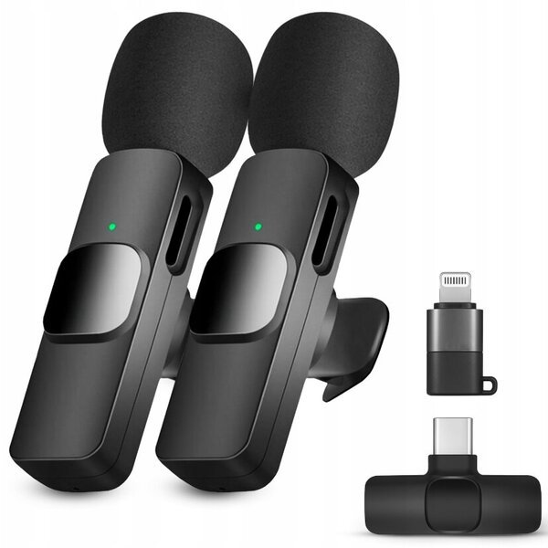 Langattomat 2x mikrofonit iPhone- ja Android-puhelimille