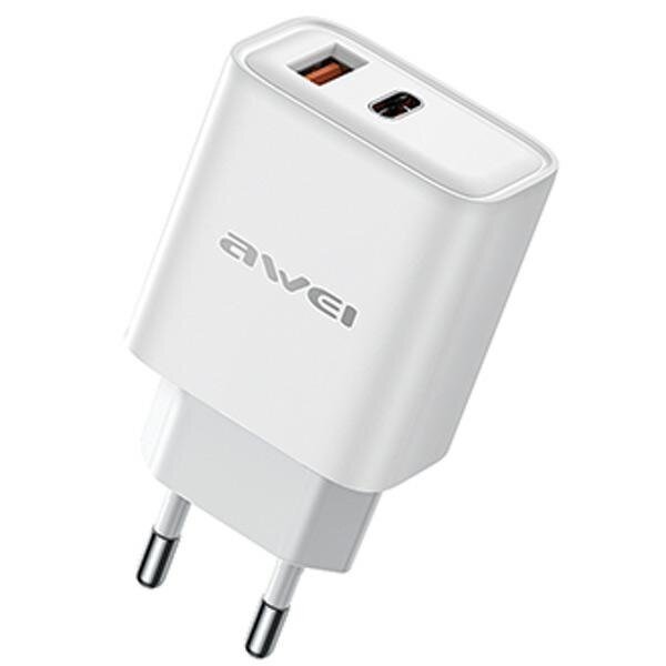 Laturi Awei PD81-EU USB-A/USB-C valkoinen