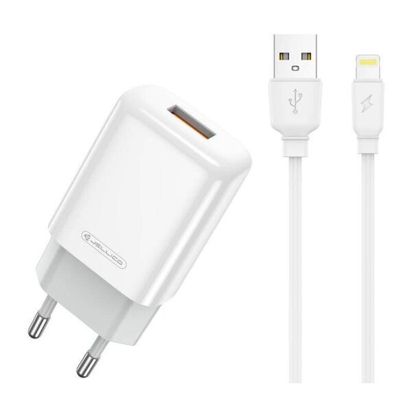 Laturi Jellico EU01 2.4A USB + Lightning valkoinen