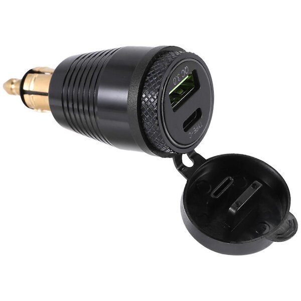 Laturi moottoripyörille DIN Hella Plug → QC3.0 USB ja Type-C 30 W