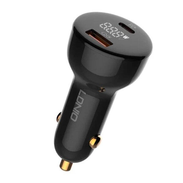 LDNIO LDNIO C101 autolaturi, USB + USB-C, 100 W + USB-C Lightning-kaapeli (musta)