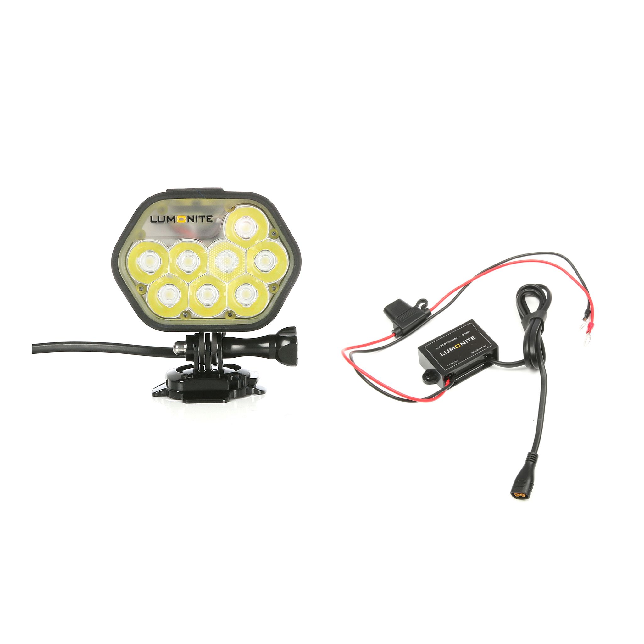 Snöskoterlampa/hjälmlampa LUMONITE Leader - 6838 lm / Laddbar, 1 st lampa + transformator + GoPro-fäste, 6838 lm