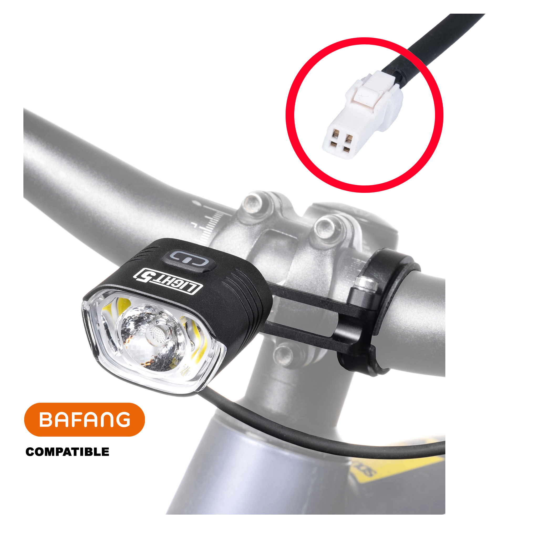 Cykellampa för elcykel Light5 EB1000 - 1000 lm / Bafang, Framlampa (male)