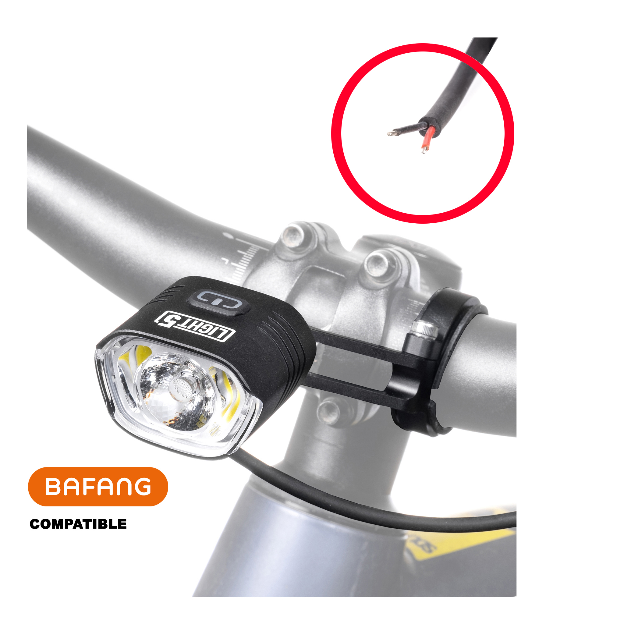 Cykellampa för elcykel Light5 EB1000 - 1000 lm / Bafang, Framlampa (utan koppling)