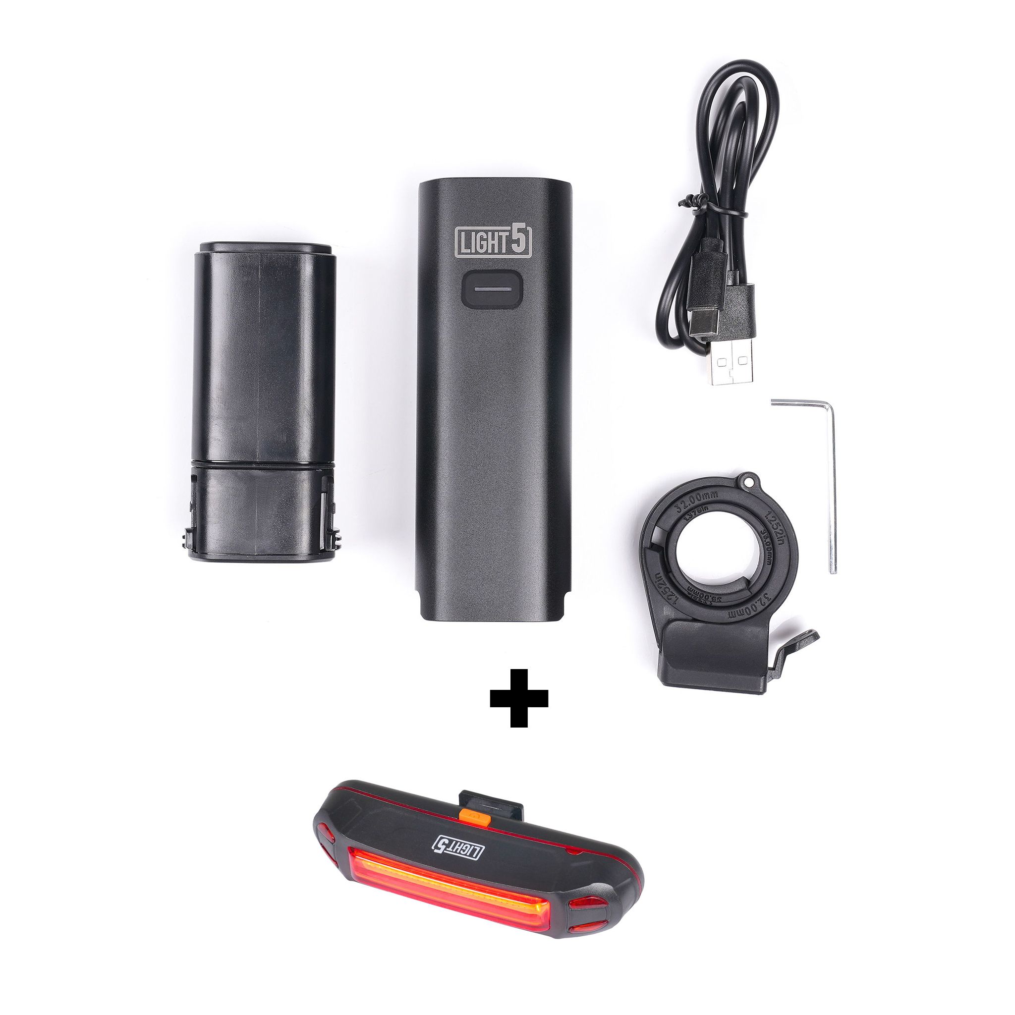 Cykellampa Light5 NB800 - 800 lm / Laddbar, Framlampa + Light5 Streak baklampa