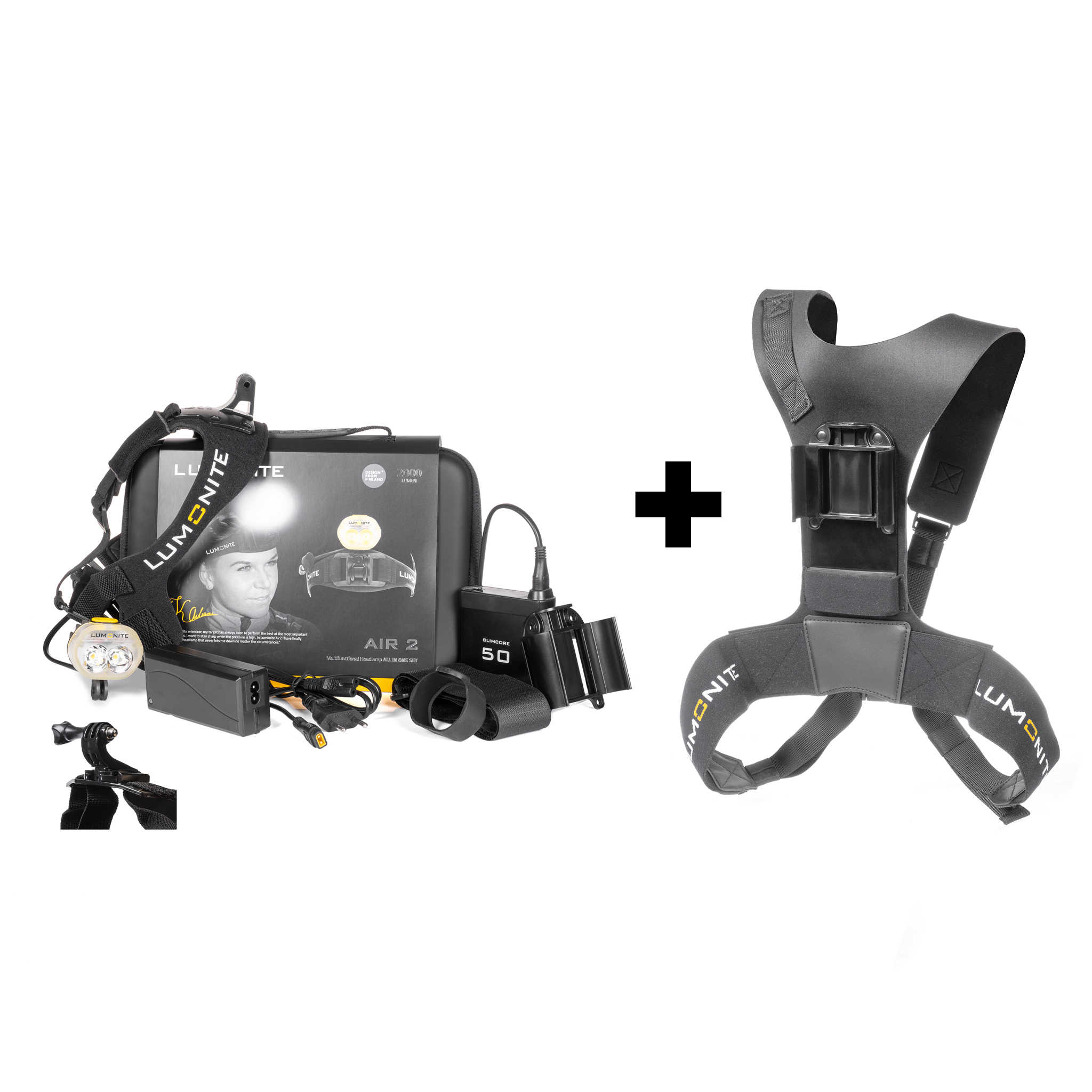 Cykelhjälmslampa LUMONITE® Air2 - 2489 lm / Laddbar, Grundpaket + Batterisele