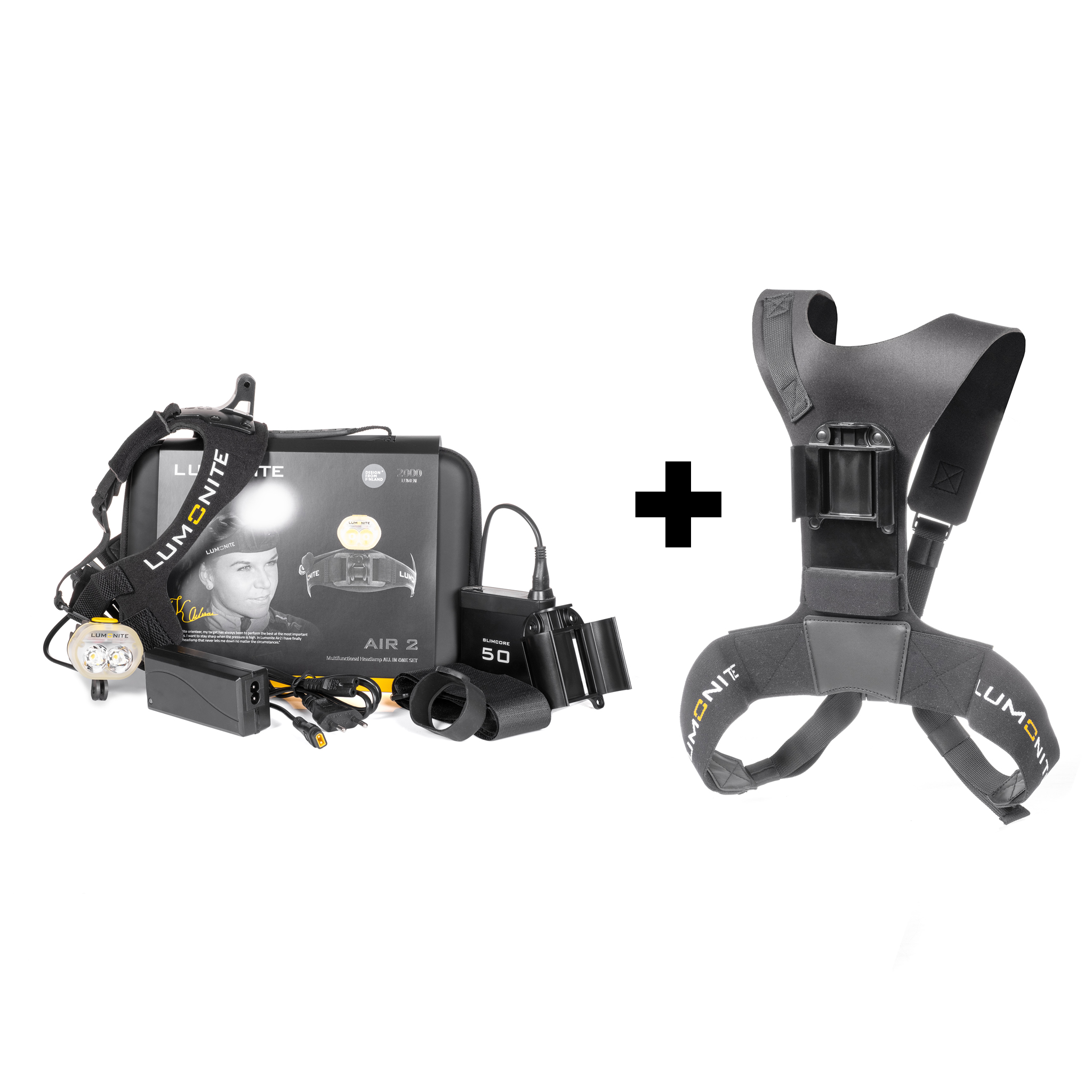 Pannlampa LUMONITE® Air (v.2) - 2489 lm / Laddbar, Grundpaket + batterisele