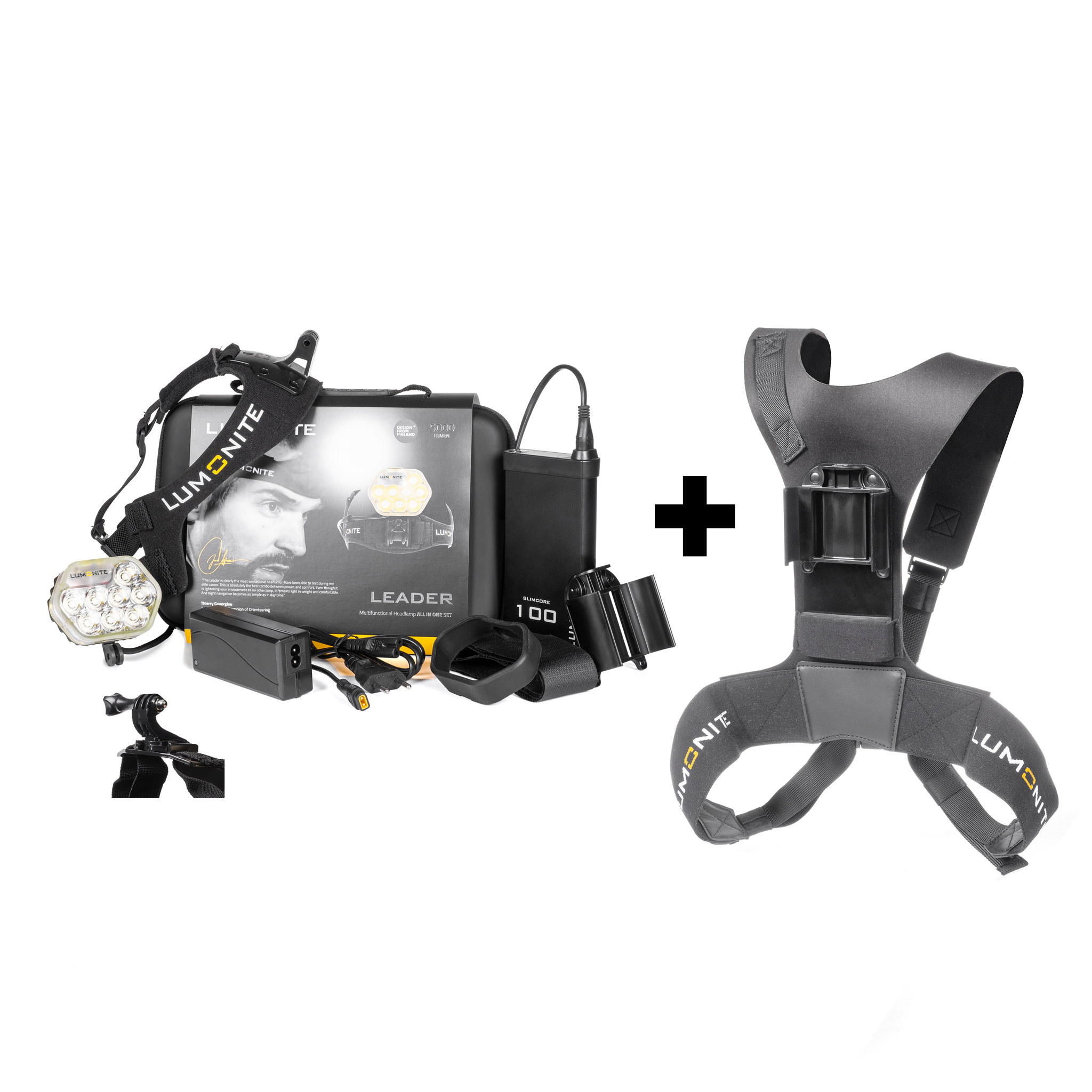 Cykelhjälmslampa LUMONITE® Leader - 6838 lm / Laddbar, Grundpaket + Batterisele
