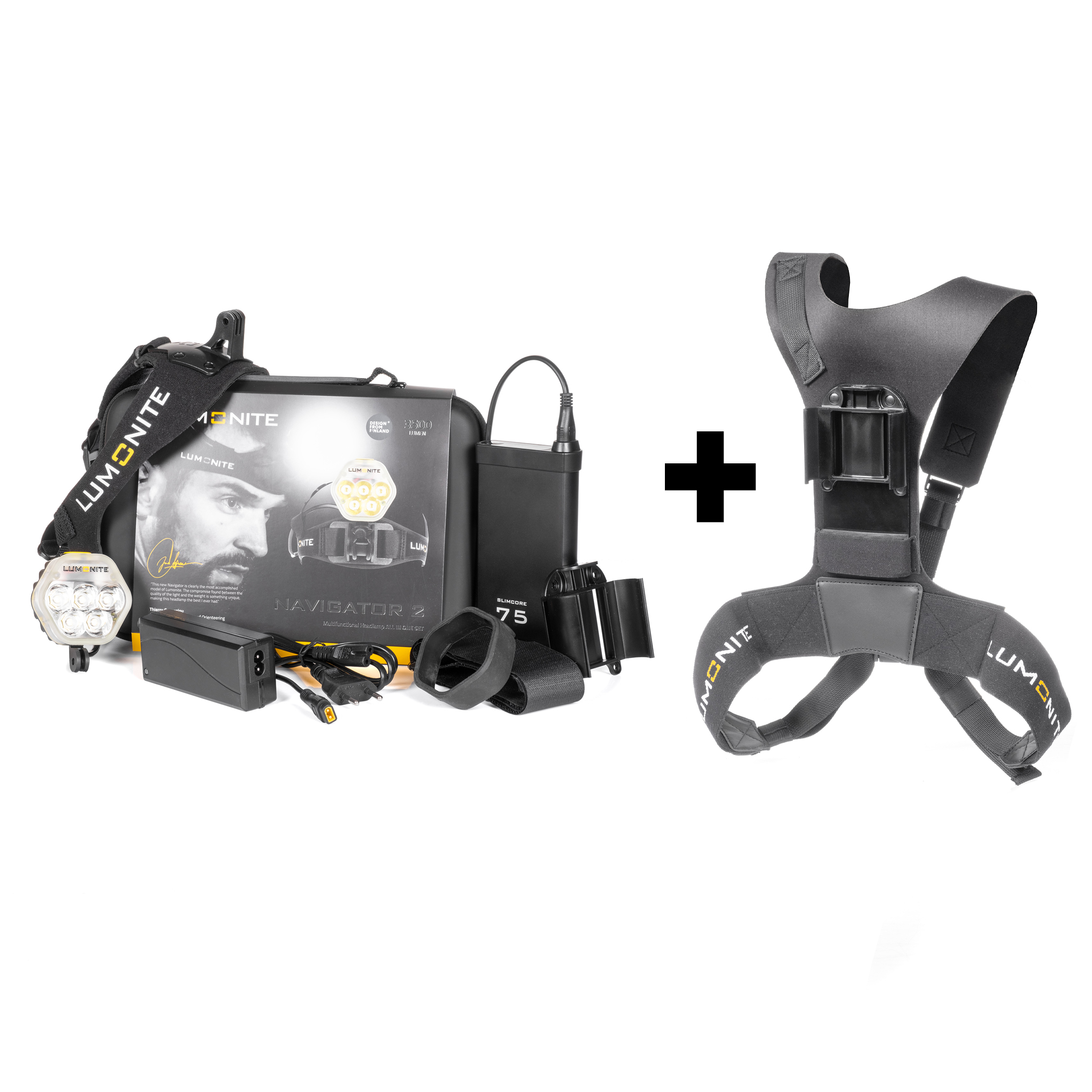 Pannlampa LUMONITE® Navigator (v.2) - 4195 lm / Laddbar, Grundpaket + batterisele