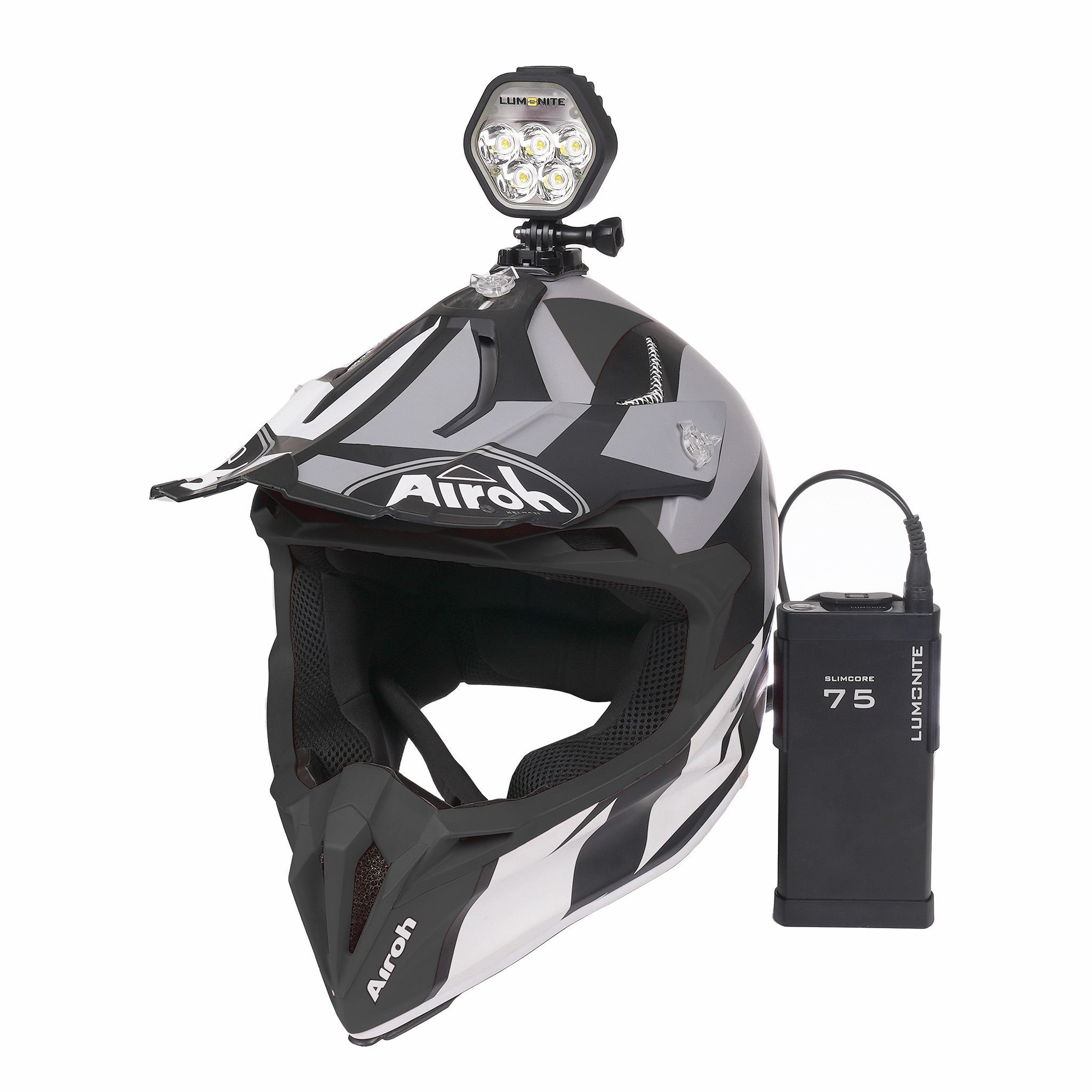 Enduro Hjälmpaket LUMONITE Navigator2 - 4195 lm / Laddbar, 1 x Lampa&batteri + GoPro-fäste (4195 lm)
