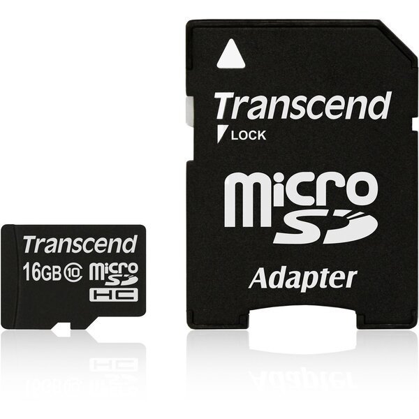 MEMORY MICRO SDHC 16GB W/ADAPT/CLASS10 TS16GUSDHC10 TRANSCEND