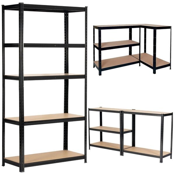 Metallinen säilytyshylly 180x90x40 musta