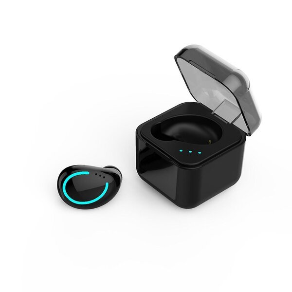 mini bluetooth-kuuloke latauskotelolla, musta
