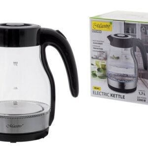 MR-061-BLACK Sähkökäyttöinen lasinen vedenkeitin 1,7l 2200W