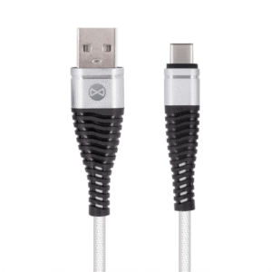 Forever Shark USB Type-C -kaapeli 1 m hopea/valkoinen