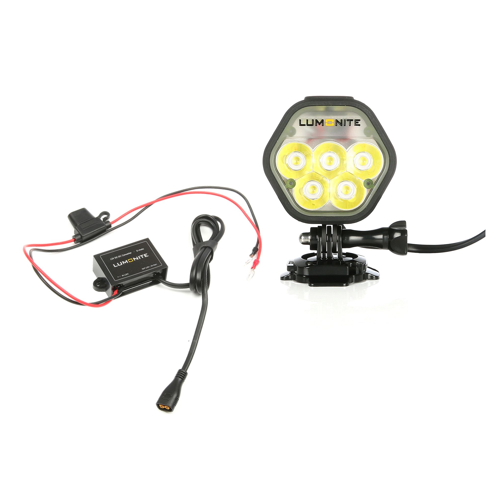 Snöskoterlampa/hjälmlampa LUMONITE Navigator2 - 4195 lm / Laddbar, 1 st lampa inkl. transformator + GoPro-fäste, 4195 lm