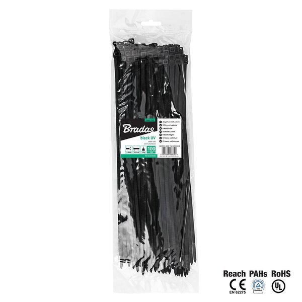 Nippusiteet 3,6 x 280, UVBlack 100kpl