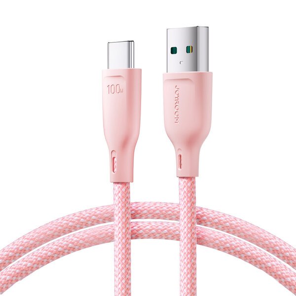 Nopea USB-A - USB-C kaapeli 100 W, 1 m, vaaleanpunainen