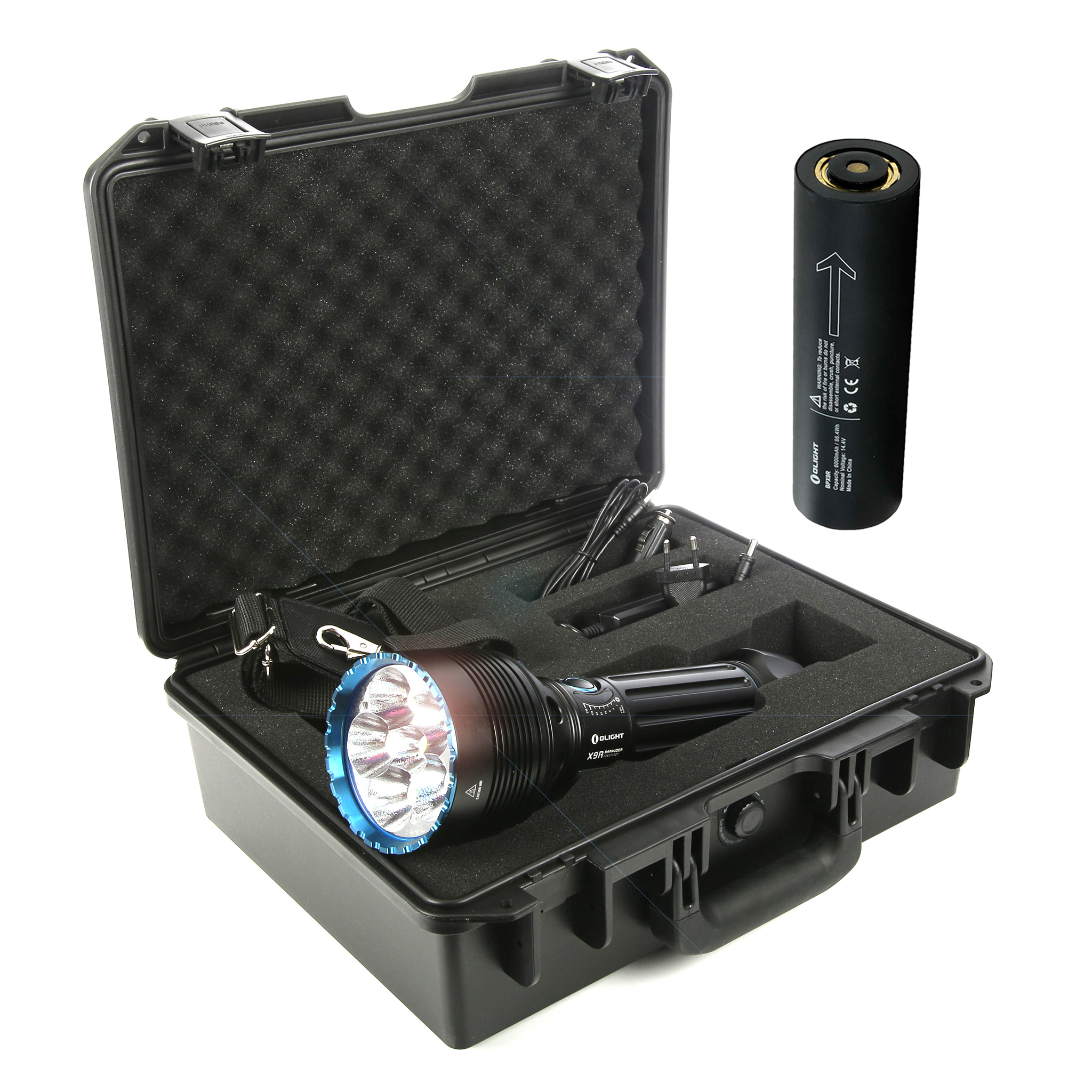 Sökljus Olight X9R - 25000 lm / 320 mm / Laddbar, Komplett paket + extra batteri