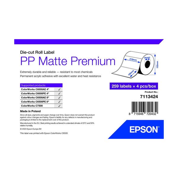 Painopaperi Epson 7113424 Valkoinen (4 osaa)