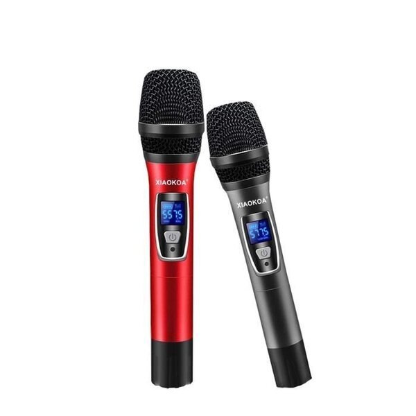 Pariliitos langaton UHF-karaoke-mikrofoni, kaksikanavainen kannettava kardioidi, matala särö, ladattava vastaanotin Kantama 80 m 1800 mAh