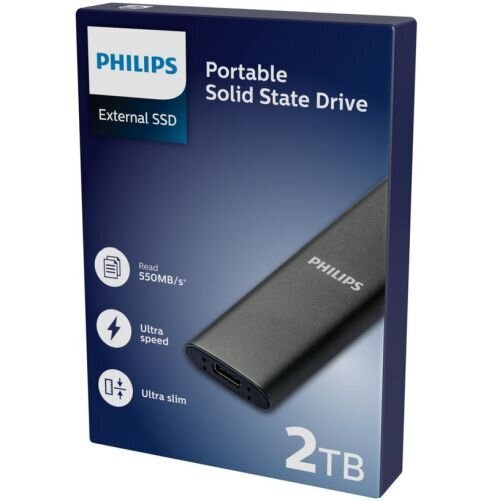 Philips External SSD 2TB Ultra speed Space harmaa