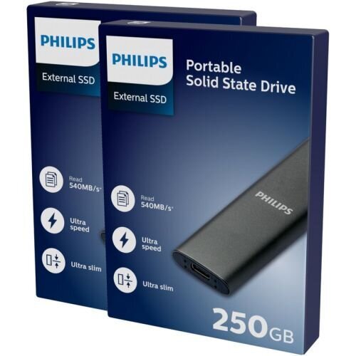 Philips Ulkoinen SSD 250 Gt Ultra speed Space harmaa