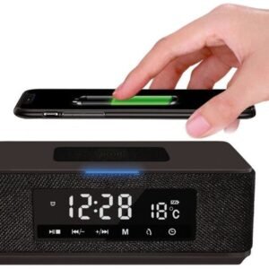 Platinet Daily -kaiutin, jossa Bluetooth, langaton laturi, FM-radio, kello