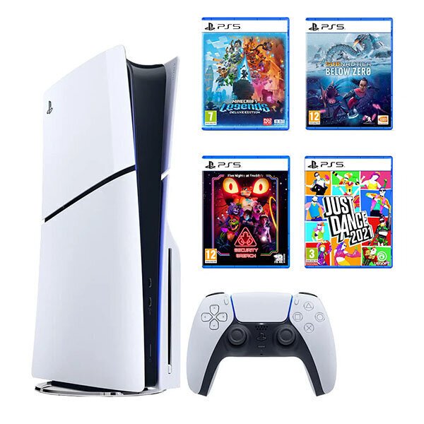 PlayStation 5 Slim Blu-Ray + 4 peliä