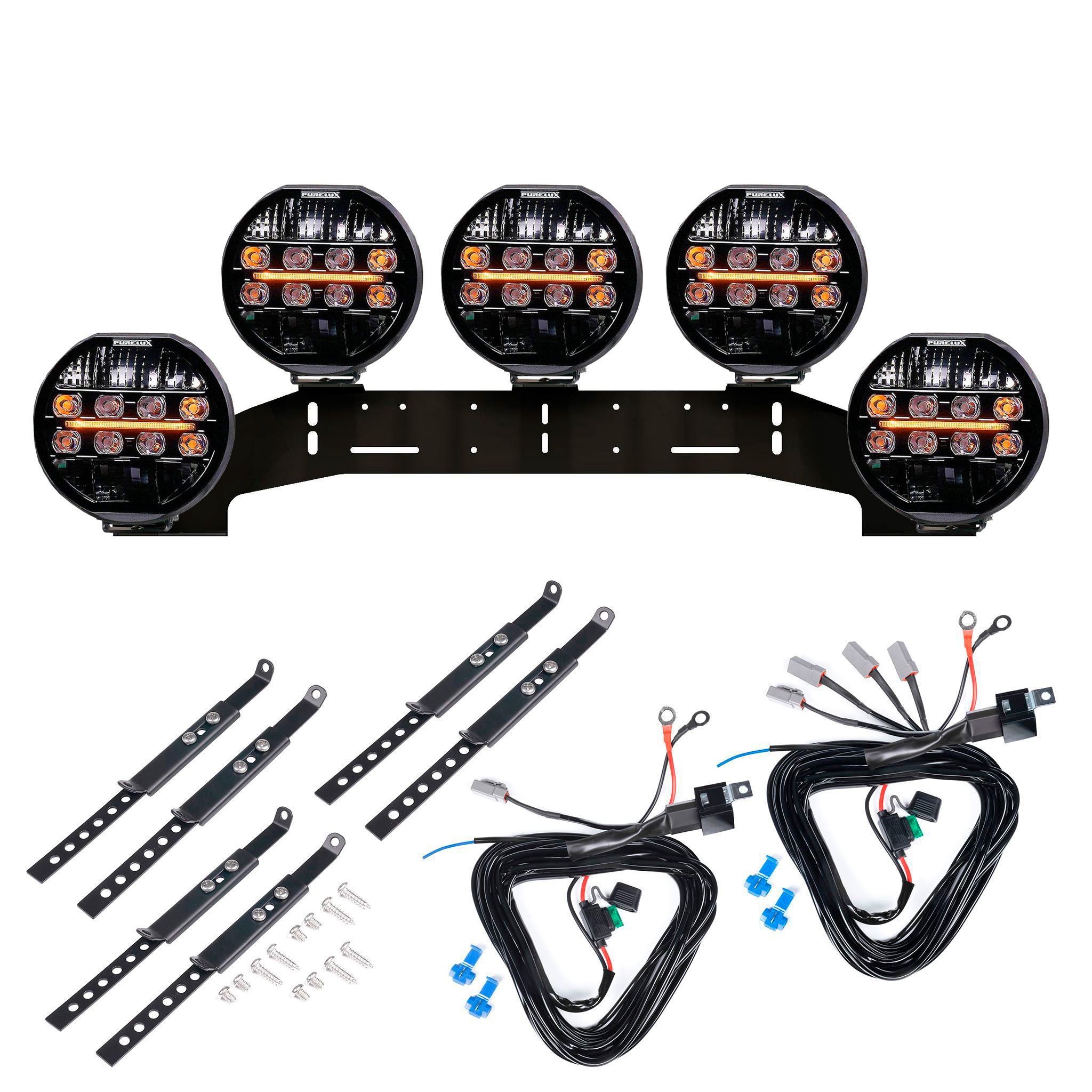 Extraljus Purelux 7200 - Rund / 18 cm / 108W, 5 st - Komplett paket (WRC)