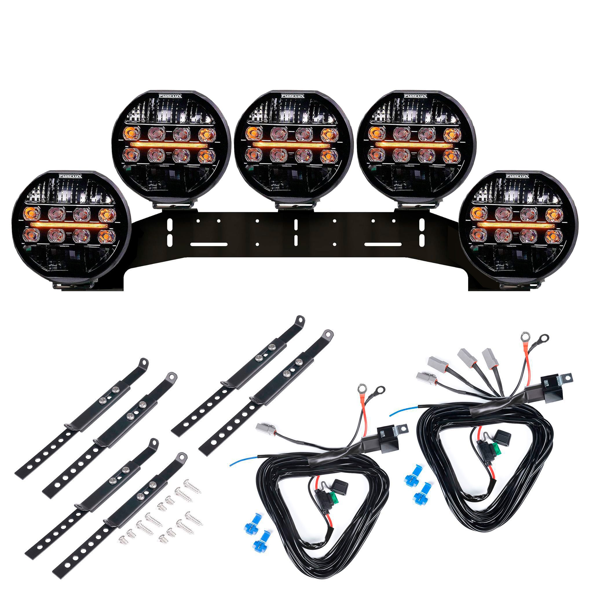 Extraljus Purelux 9200 - Rund / 22 cm / 200W, 5 st - Komplett paket (WRC)