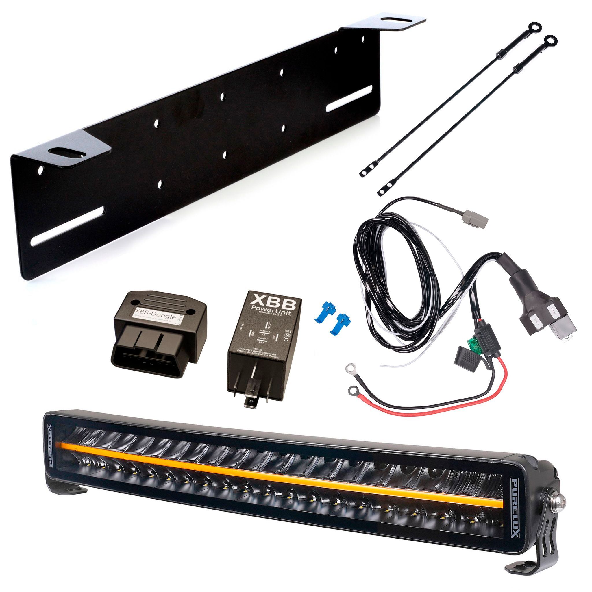 Extraljus Purelux Black Boost C560 - Kurvad / 56 cm / 200W, 1 st - Komplett paket + XBB OBD Dongle&PowerUnit