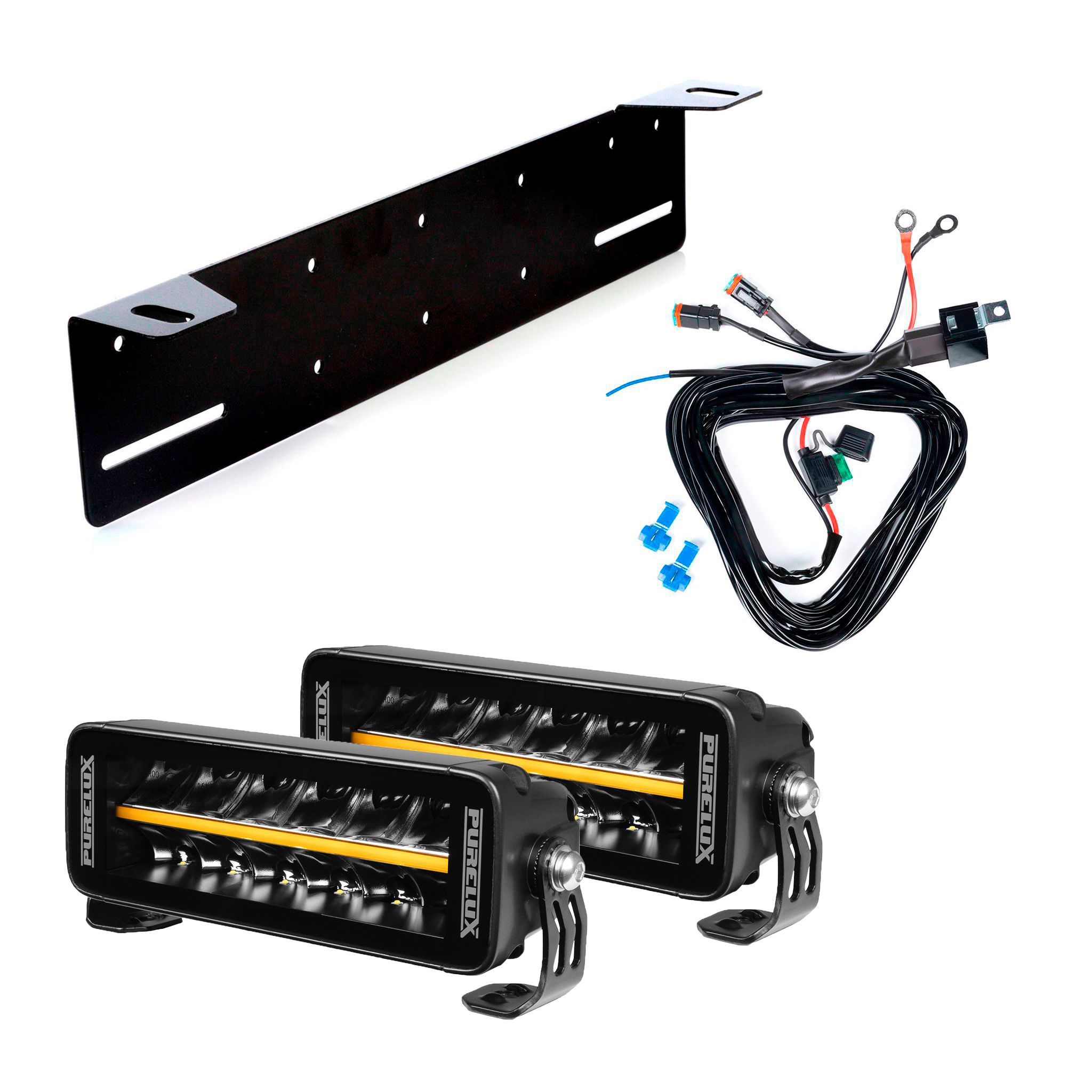 Extraljus Purelux Black Boost S200 - Rak / 20 cm / 60W, 2 st - Komplett paket (Montering under reg.skylt)