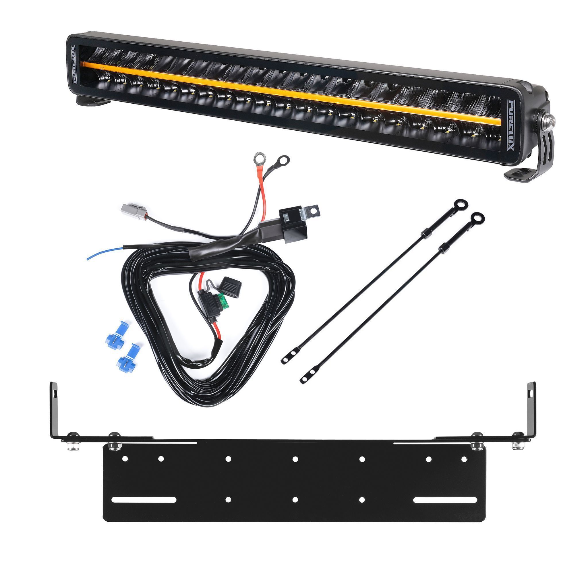Extraljus Purelux Black Boost S560 - Rak / 56 cm / 200W, 1 st - Komplett paket med justerbar extraljushållare