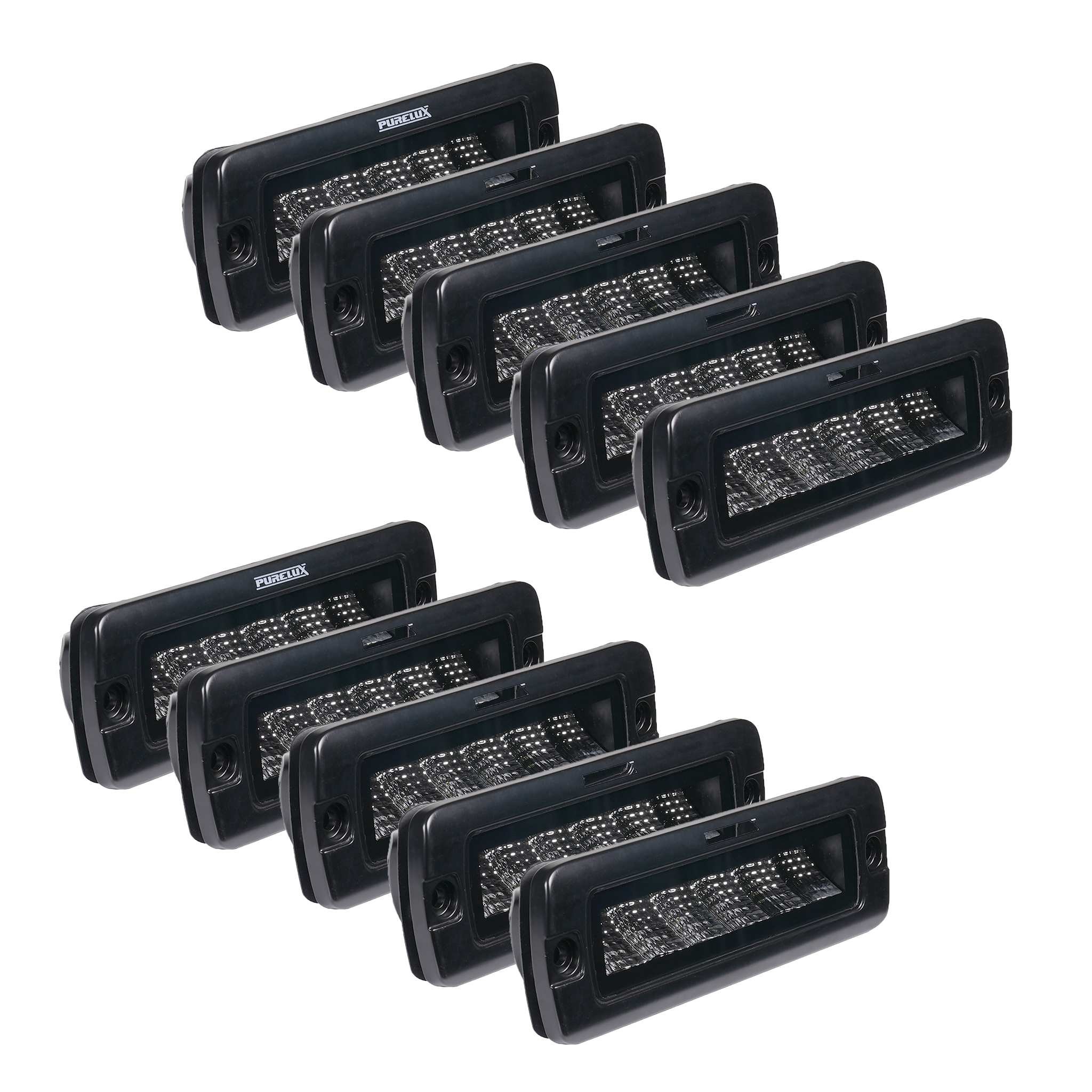 Arbetsbelysning Purelux Black Flush-Mount Slim - 20 cm / 30W / Flood, 10 st
