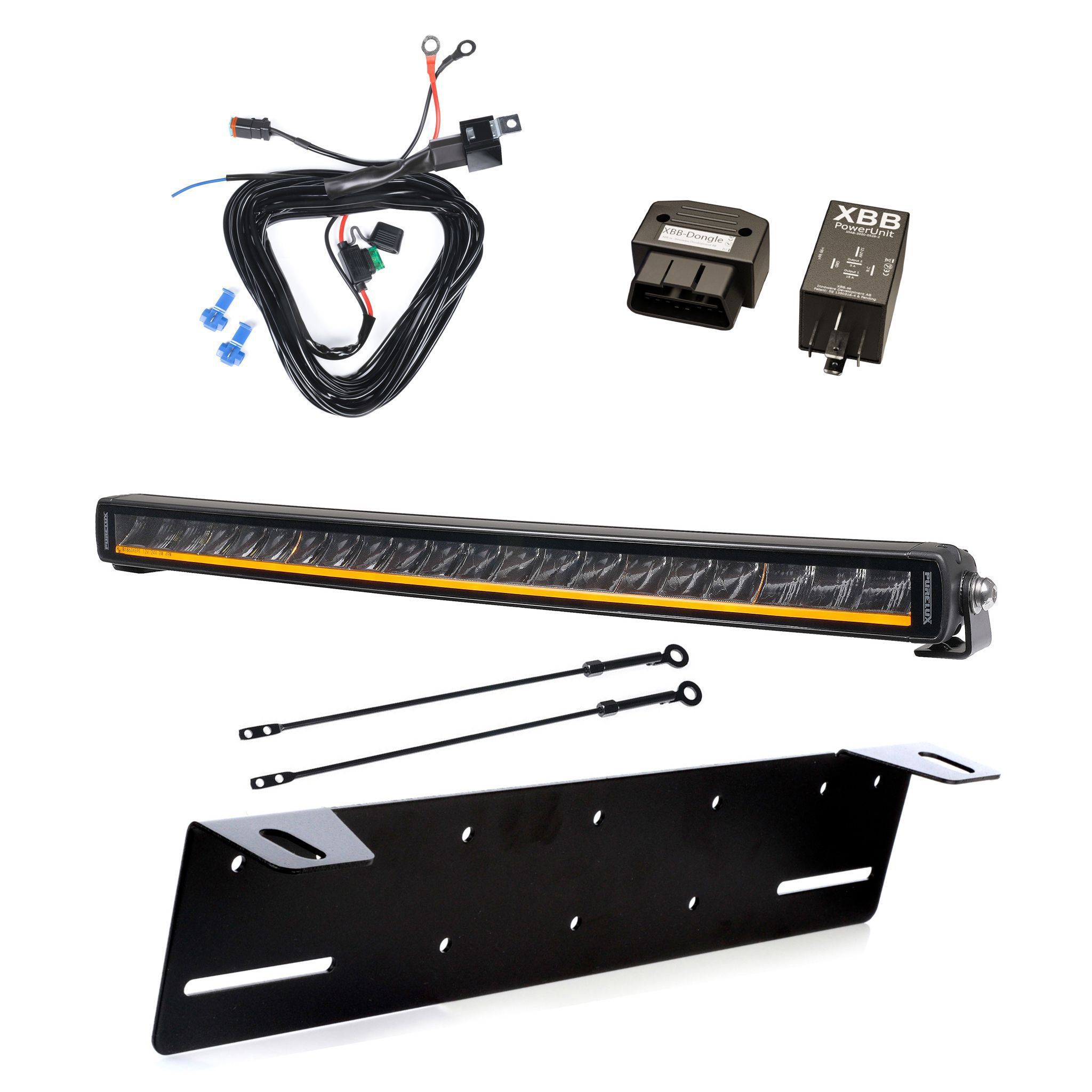 Extraljus Purelux Black X-Slim C520 - Kurvad / 52 cm / 105W, 1 st - Komplett paket + XBB OBD Dongle&PowerUnit