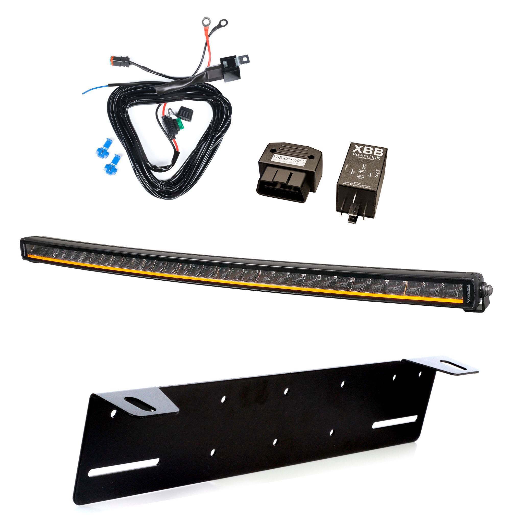 Extraljus Purelux Black X-Slim C800 - Kurvad / 80 cm / 165W, 1 st - Komplett paket + XBB OBD Dongle&PowerUnit