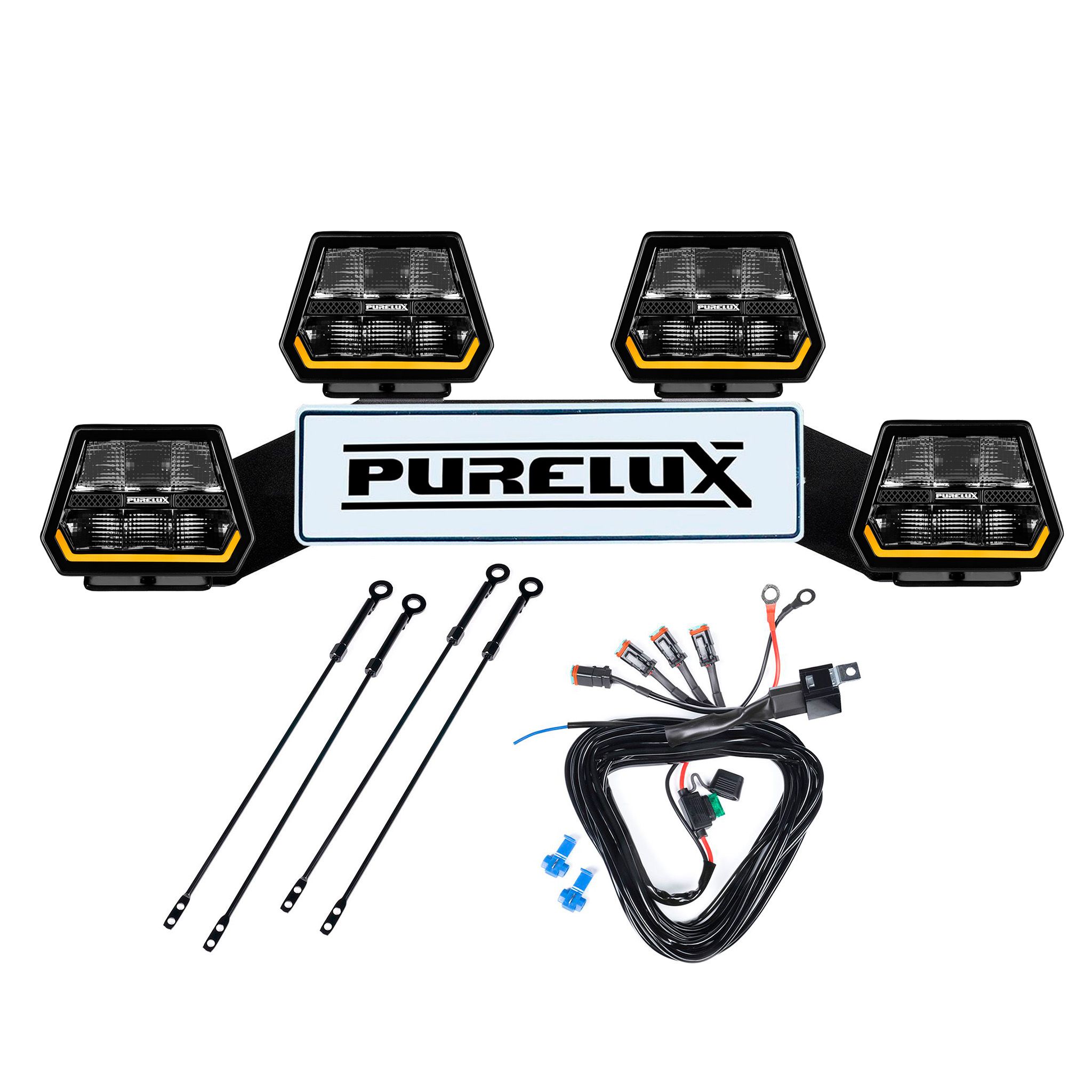 Extraljus Purelux Panther 5 - Rund / 15 cm / 90W, 4 st - Komplett paket (WRC)