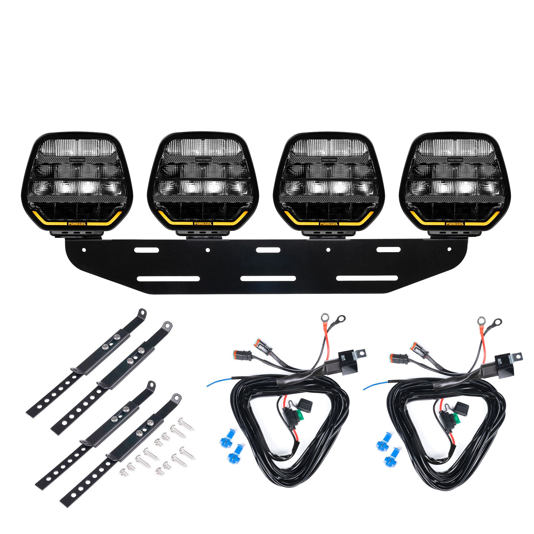 Extraljus Purelux Panther 7 - Rund / 18 cm / 128W, 4 st - Komplett paket
