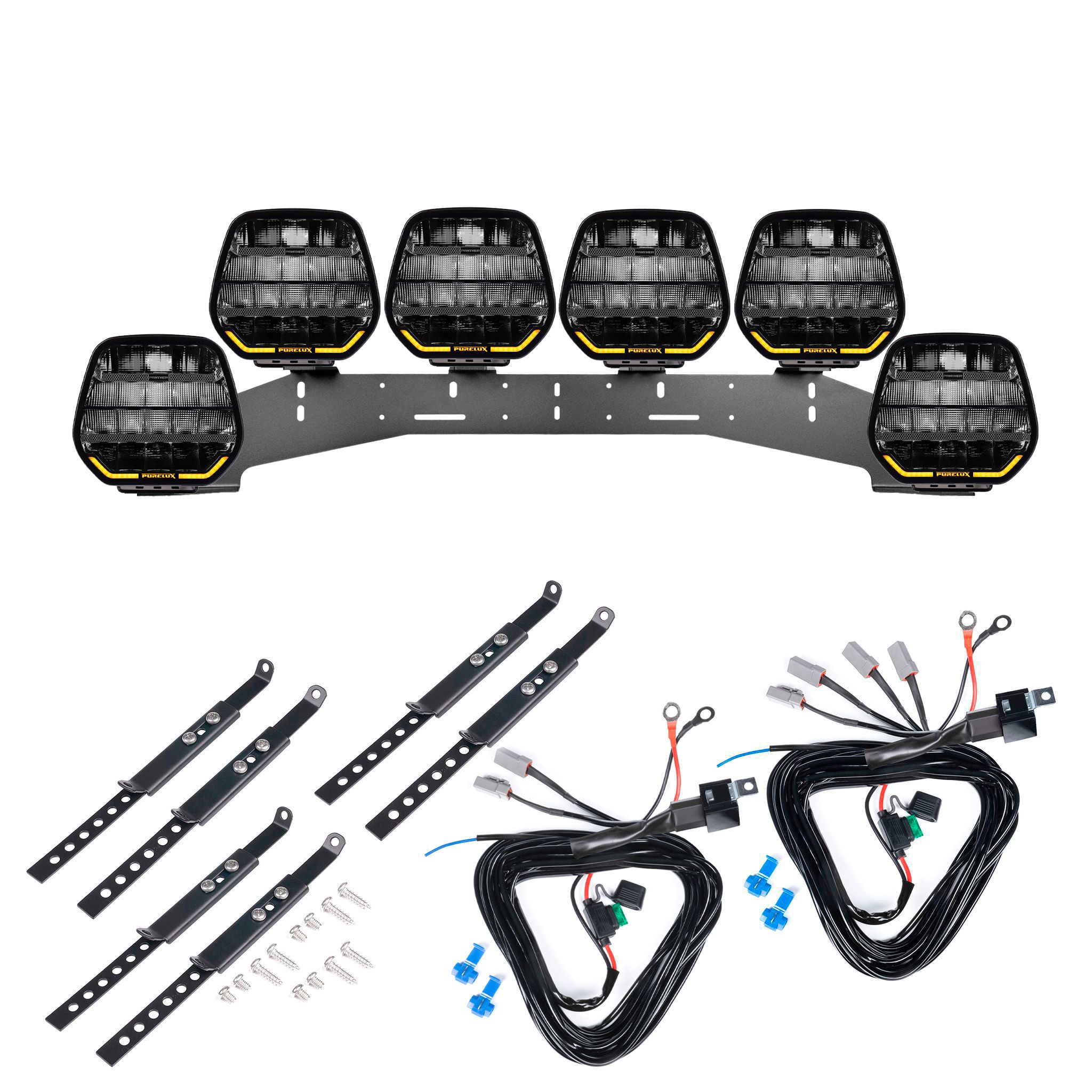 Extraljus Purelux Panther 9 - Rund / 23 cm / 210W, 6 st - Komplett paket (WRC)