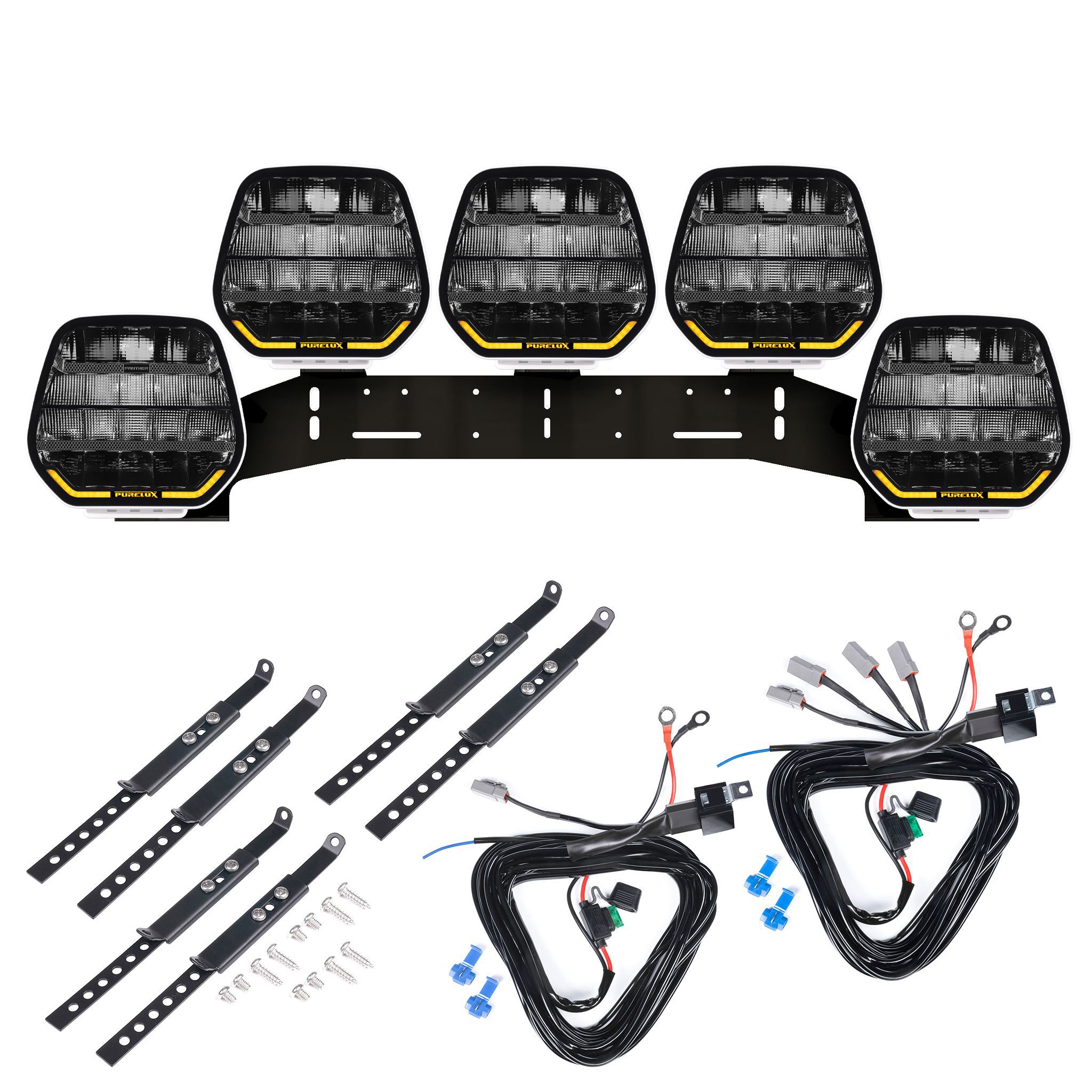 Extraljus Purelux Panther 9 White - Rund / 23 cm / 210W, 5 st - Komplett paket (WRC)