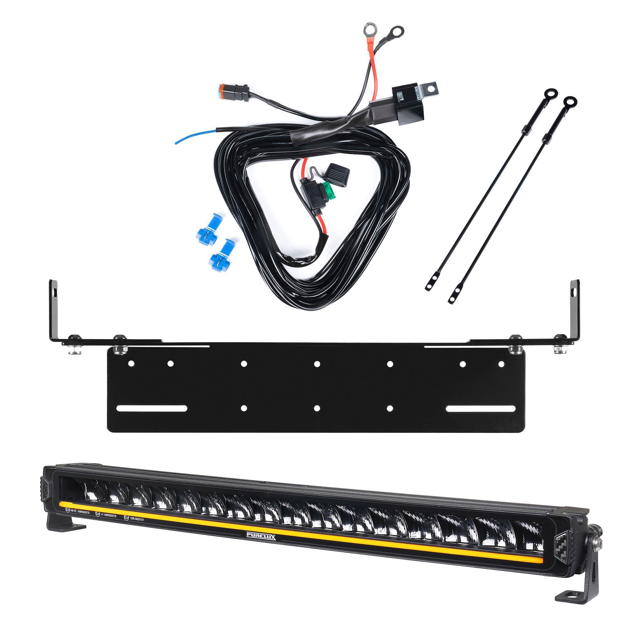 Extraljus Purelux Road Curve C530 Slim - Kurvad / 53 cm / 160W , 1 st - Komplett paket med infälld montering