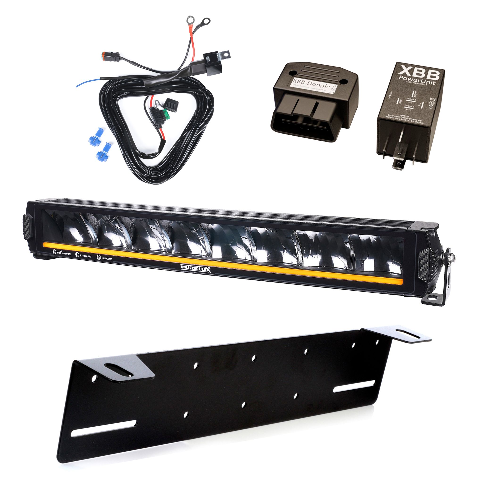 Extraljus Purelux Road Curve C550 - Kurvad / 55 cm / 120W, 1 st - Komplett paket + XBB OBD Dongle&PowerUnit