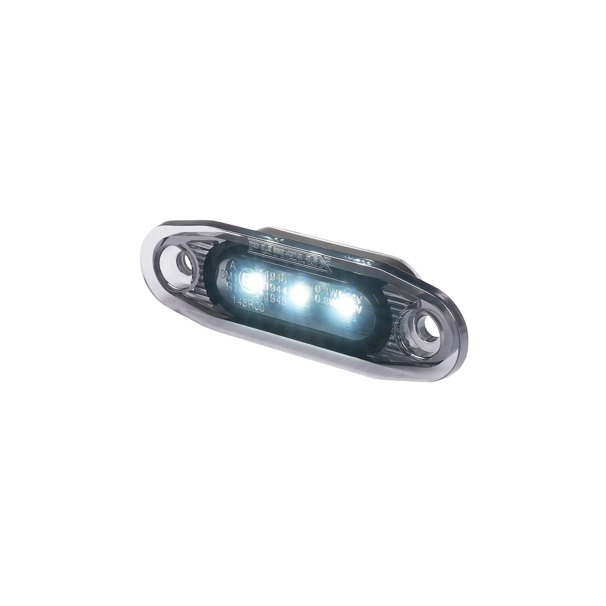 Positionsljus Purelux Side Marker Dark - 12/24V / 79 mm, Vit