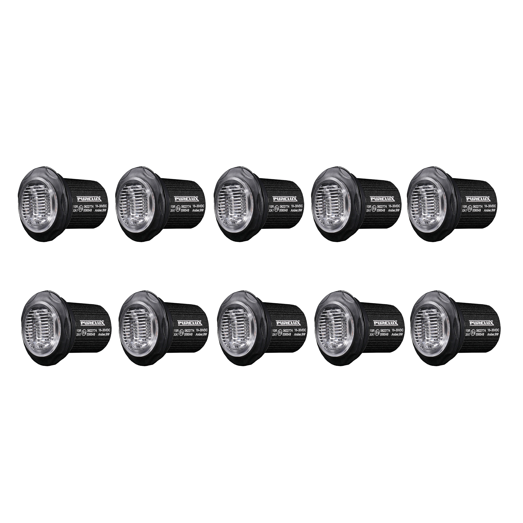 Varningsljus Purelux Strobe Round - 12/24V / 8W / 36 mm, 10 st