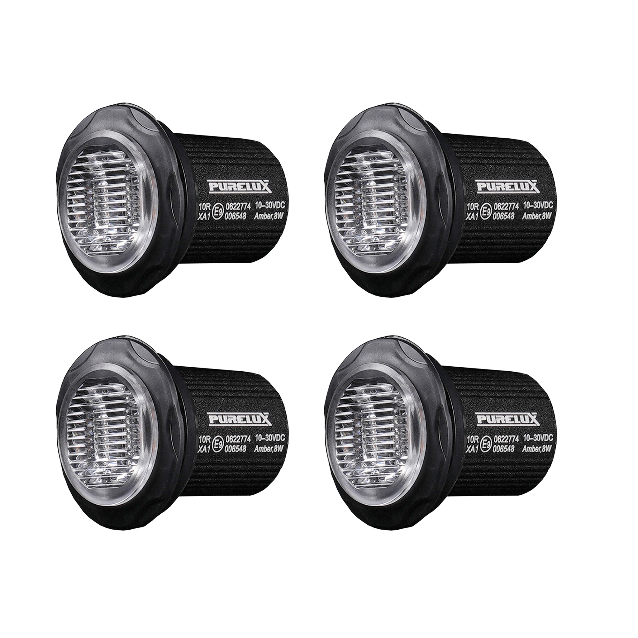 Varningsljus Purelux Strobe Round - 12/24V / 8W / 36 mm, 4 st