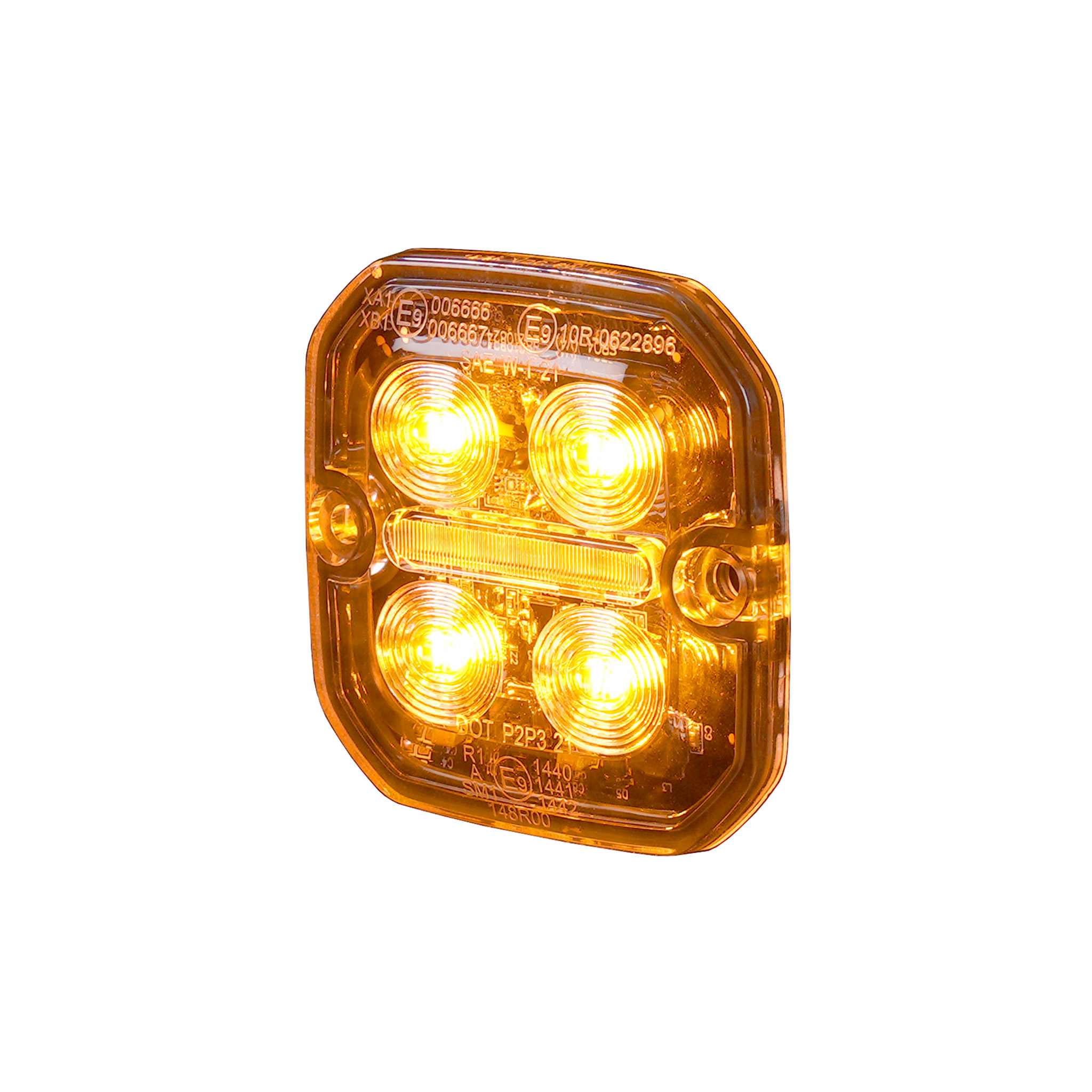 Varningsljus / Positionsljus Purelux Strobe Ultra Slim Square - Orange/Röd / 12/24V / 8W / 60 mm, 1 st